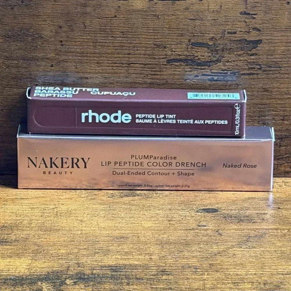 Rhode Espresso + Nakery Naked Rose Liner/Lip Color Peptide Lip Bundle | NEW